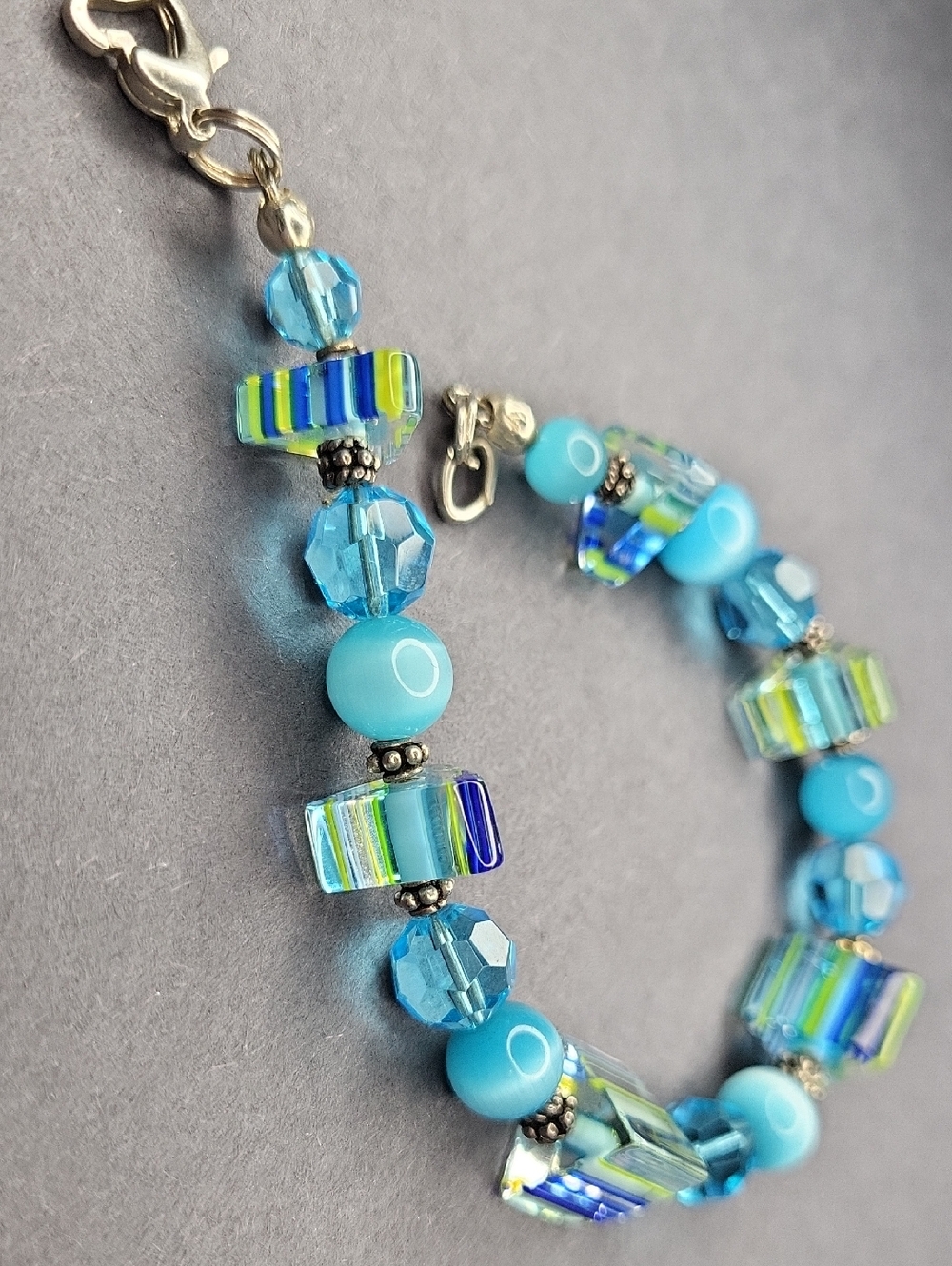 Blue and Silver Beaded Bracelet
